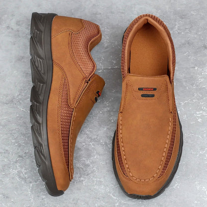 Men Leather Casual Loafers Breathable Comfortable Flat Sneakers