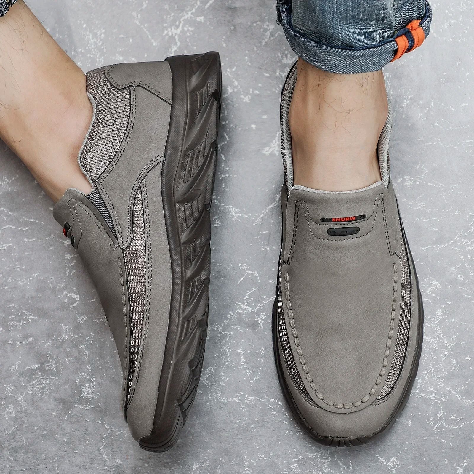 Men Leather Casual Loafers Breathable Comfortable Flat Sneakers 5