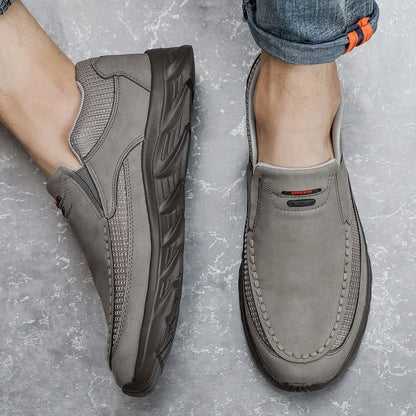 Men Leather Casual Loafers Breathable Comfortable Flat Sneakers 5