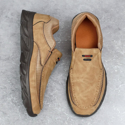 Men Leather Casual Loafers Breathable Comfortable Flat Sneakers 7