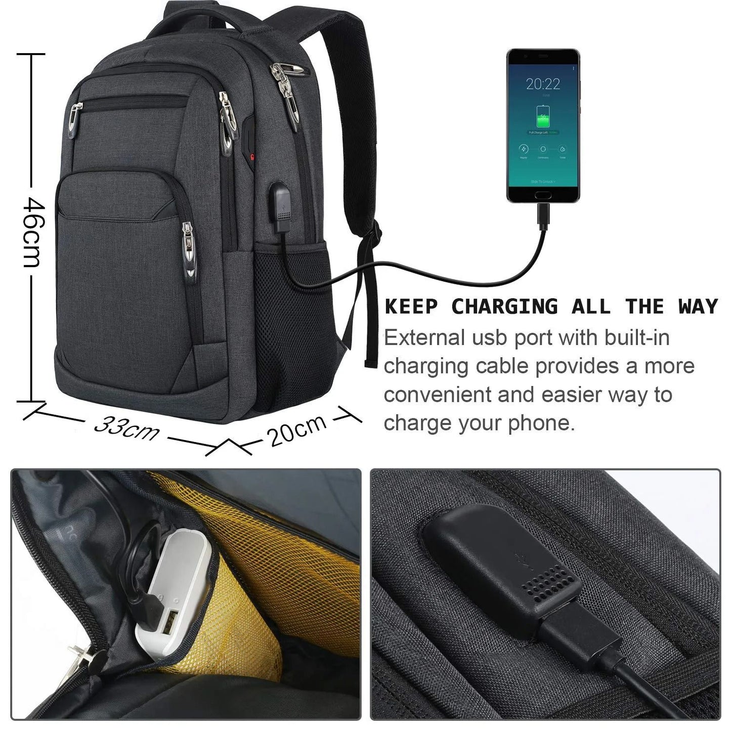 Men Travel Backpack Waterproof Large Capacity Laptop Camera Bag 3