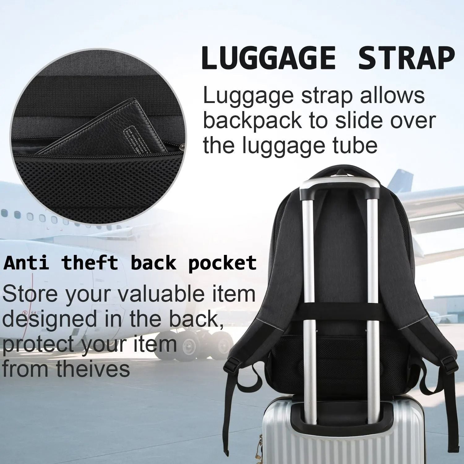 Men Travel Backpack Waterproof Large Capacity Laptop Camera Bag 6