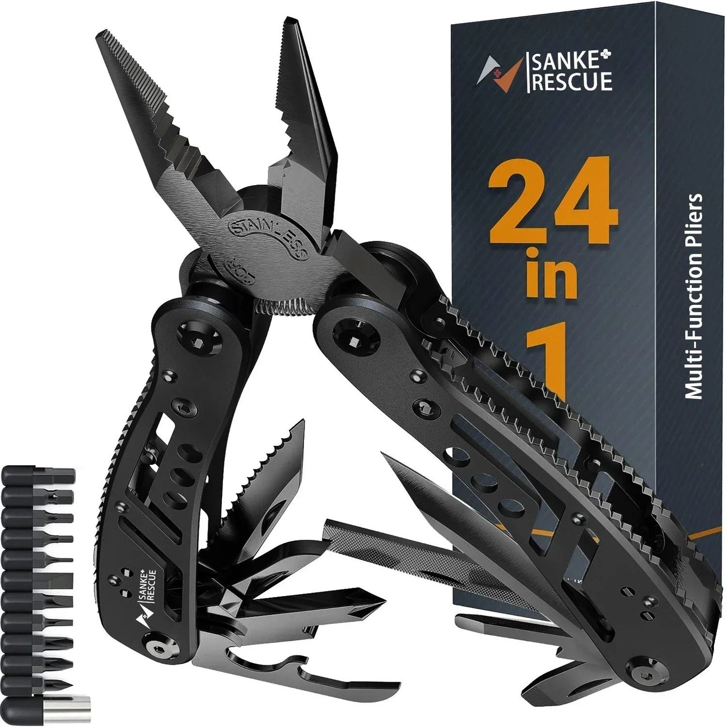 24-in-1 Multitool Pliers with Knife Screwdriver and Survival Tools