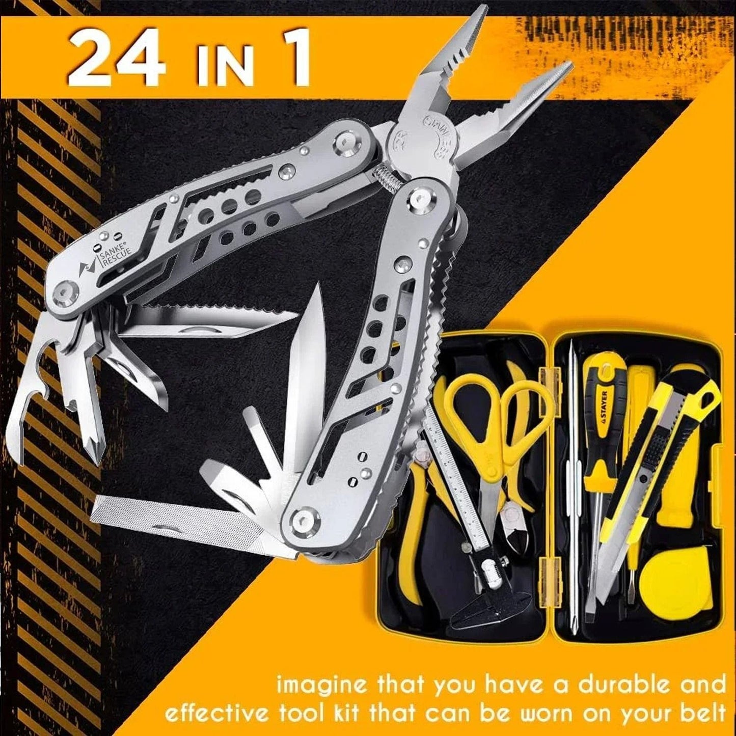 24in1 Multitool Pliers With Knife Screwdriver And Survival Tools 3