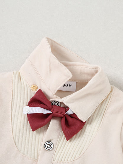 Baby Boy Clothes Wedding Outfit Suits, Infant Boy Gentleman Set with Dress Shirt, Vest, Suspenders, Pants, Bowtie