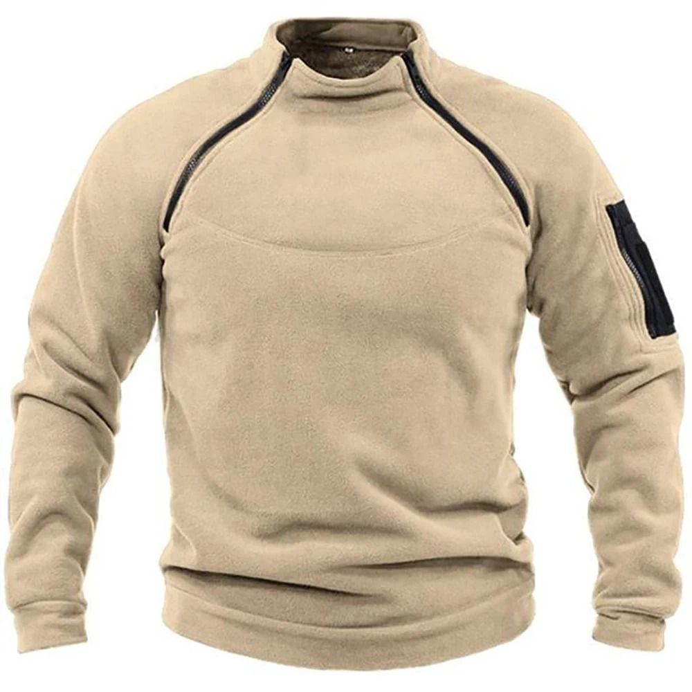 Men Tactical Outdoor Fleece Jacket Warm Windproof Thermal Hiking Pullover 3
