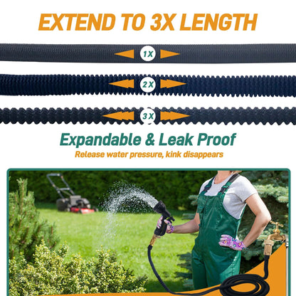 Expandable Garden Hose With Spray Nozzle Lightweight Flexible No Kink 4