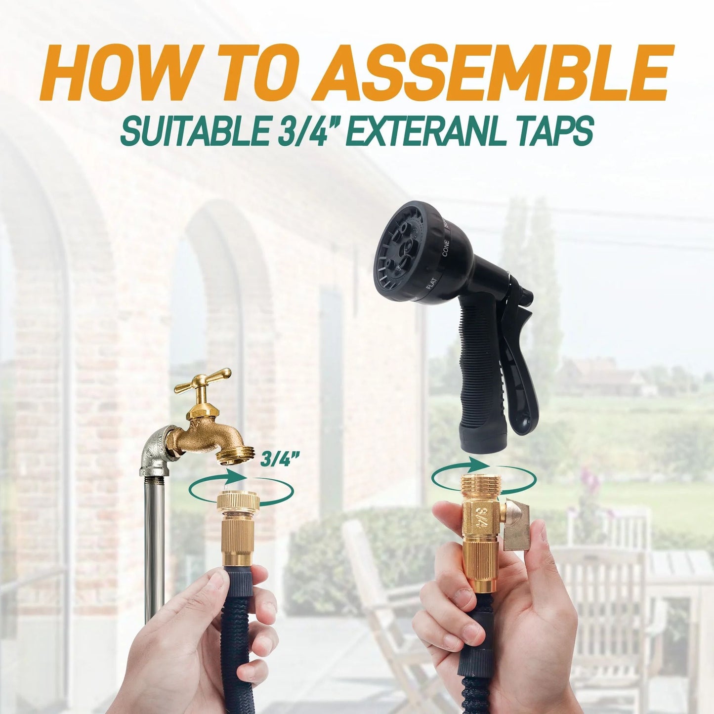 Expandable Garden Hose With Spray Nozzle Lightweight Flexible No Kink 5