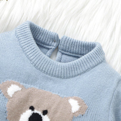 0-18m Baby Romper and Hat Set, Soft Knitted Newborn Boy Outwear, 2pcs Long Sleeve Playsuit Costume for Spring, Fall