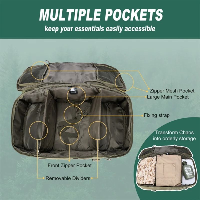 Large Tactical Duffle Backpack 30L 45L 80L Outdoor Travel And Camping Bag 5