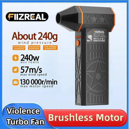 High Speed Brushless Turbo Fan 240W Portable Rechargeable Camping Fan