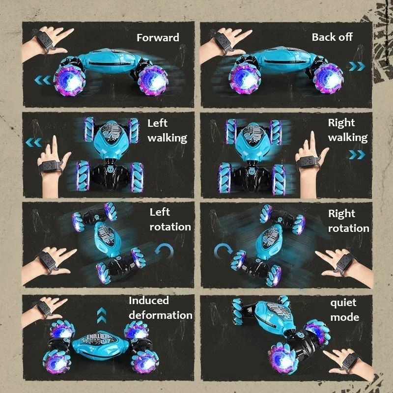 4WD Stunt Drift Car Remote Control Gesture Induction LED Twist Toy 6
