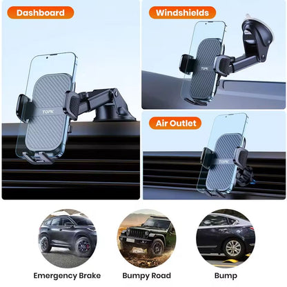 TOPK Car Phone Holder Super Stable Mount For Dashboard Windscreen And Air Vent 4