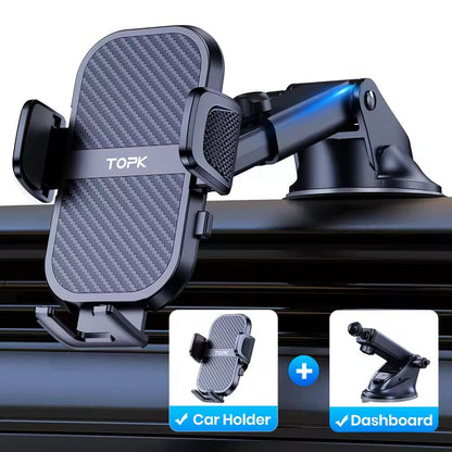 TOPK Car Phone Holder Super Stable Mount For Dashboard Windscreen And Air Vent 3