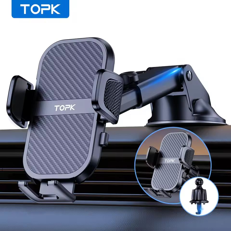 TOPK Car Phone Holder Super Stable Mount for Dashboard Windscreen and Air Vent