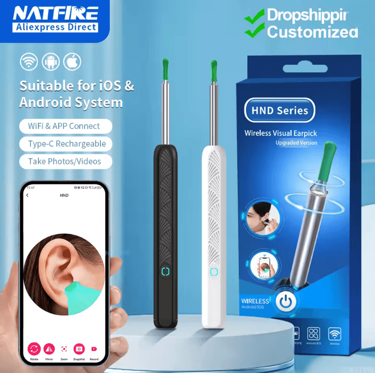 Wireless Ear Cleaner with Camera Rechargeable Otoscope Wax Removal Tool