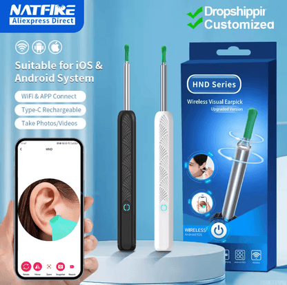 Wireless Ear Cleaner with Camera Rechargeable Otoscope Wax Removal Tool