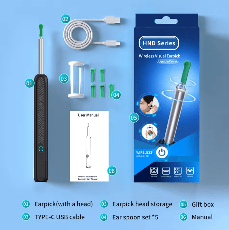 Wireless Ear Cleaner With Camera Rechargeable Otoscope Wax Removal Tool 4