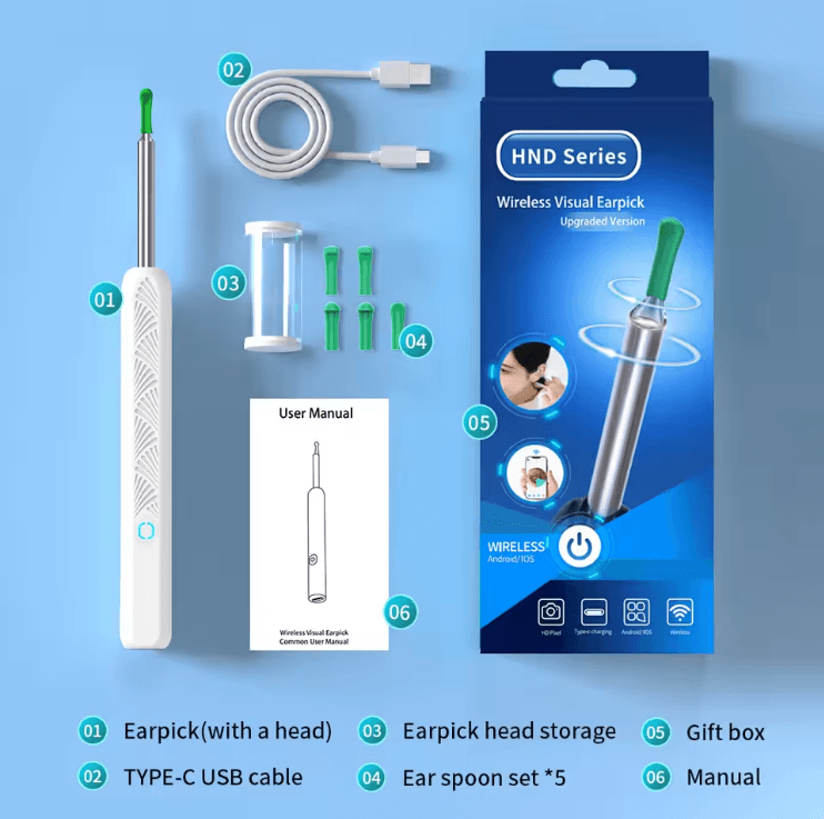 Wireless Ear Cleaner With Camera Rechargeable Otoscope Wax Removal Tool 5