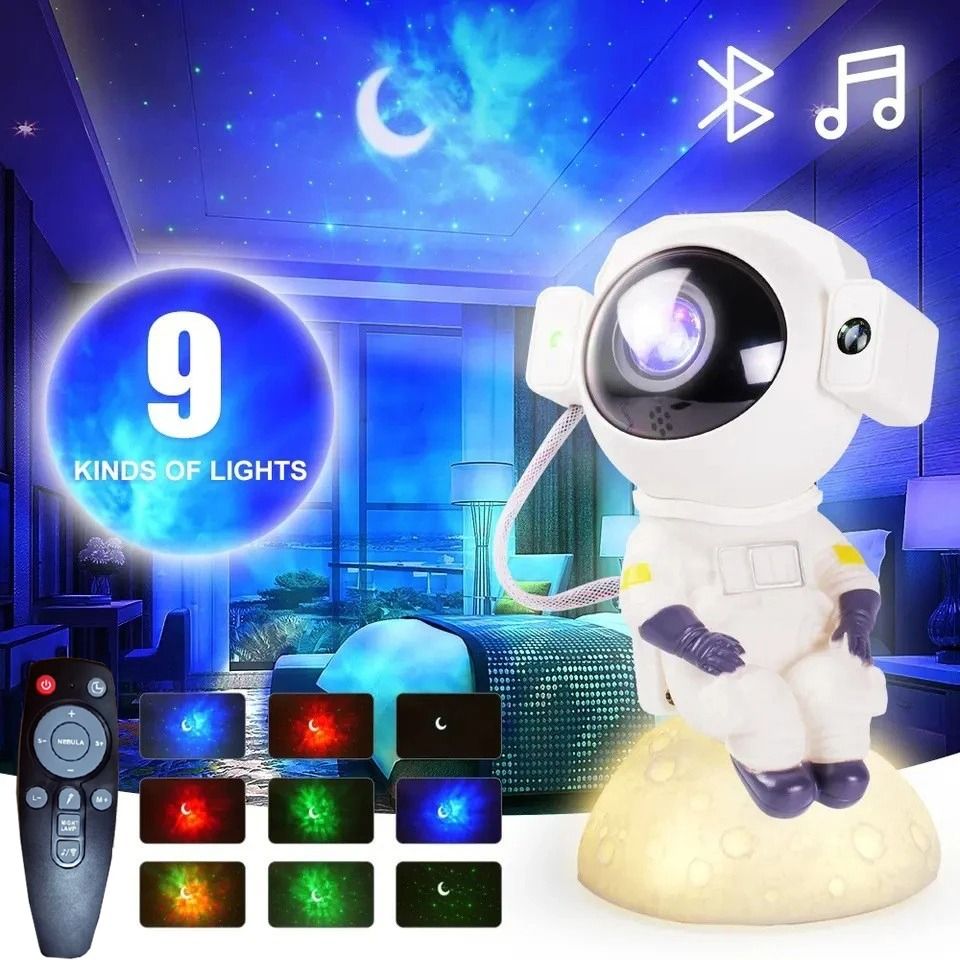 Astronaut Galaxy Projector with Bluetooth Speaker for Bedroom and Relaxation