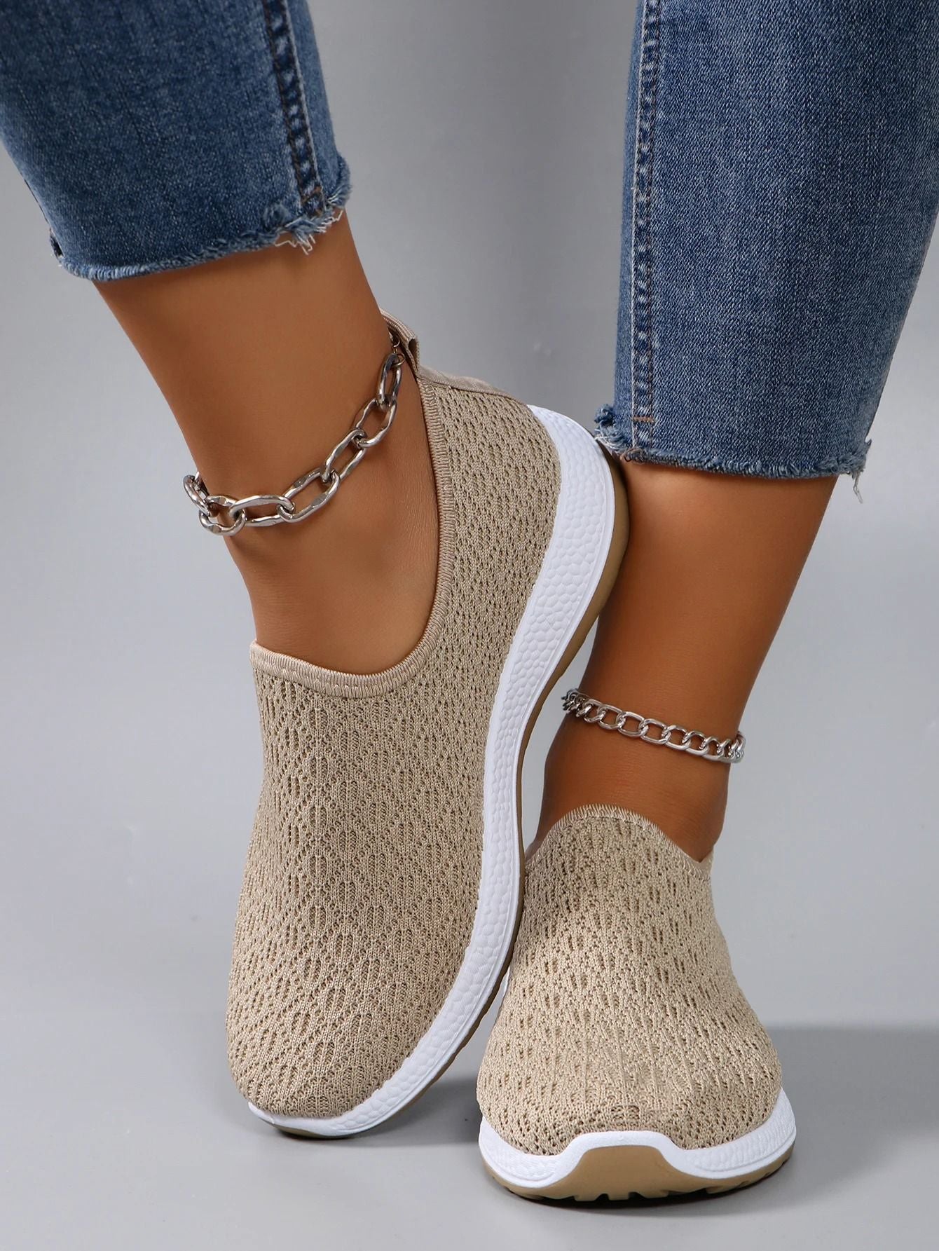 Women Summer Mesh Slip On Flats Lightweight Casual Walking Shoes 3