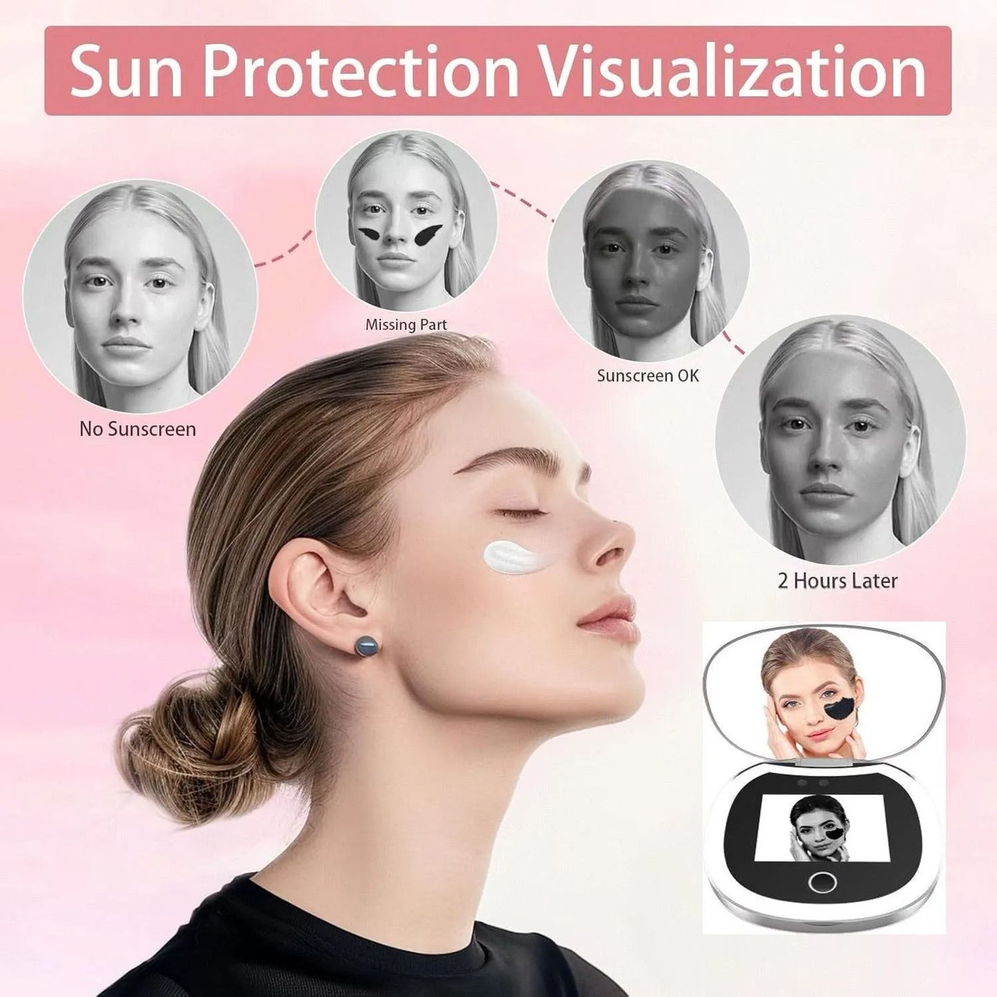 Pocket UV Sunscreen Testing Mirror With Light And 2x Magnification 3