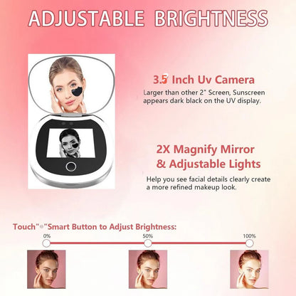 Pocket UV Sunscreen Testing Mirror With Light And 2x Magnification 4