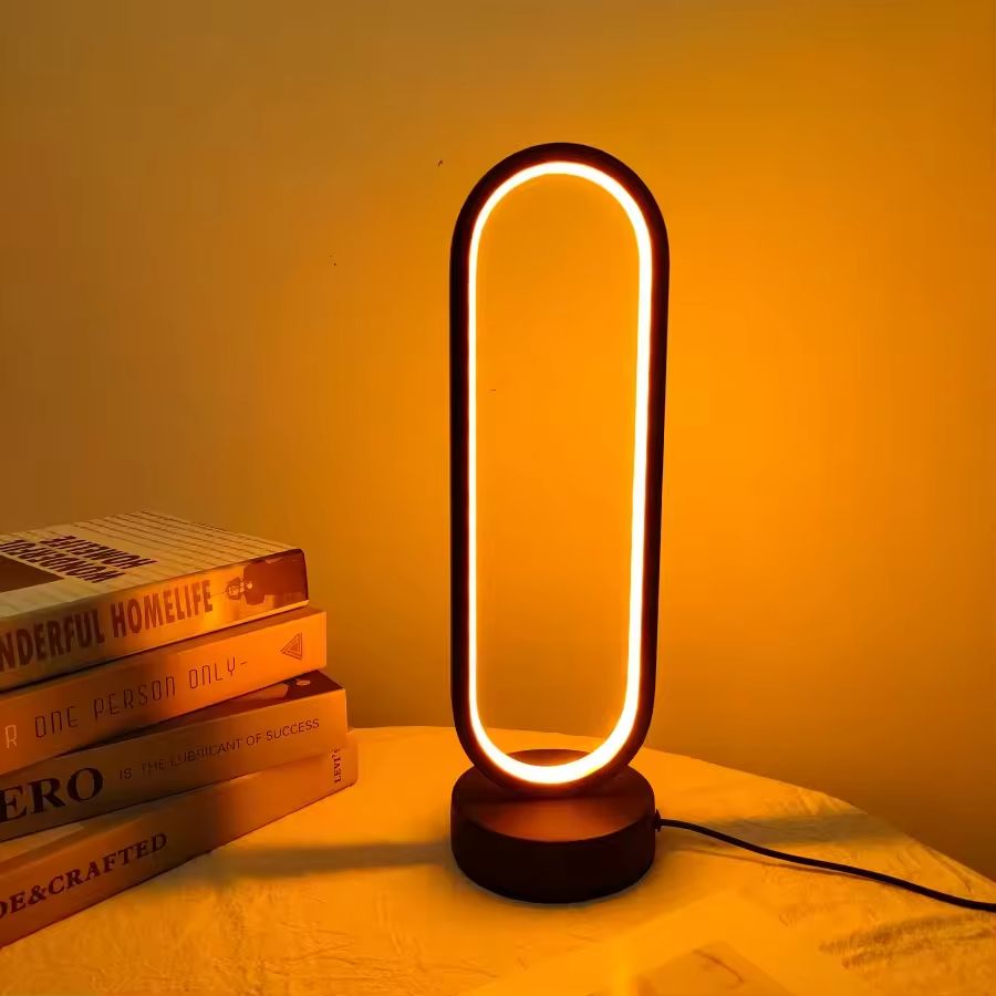 LED Bedside Lamp with Ring Design and Three Color Dimming for Bedroom and Living Room