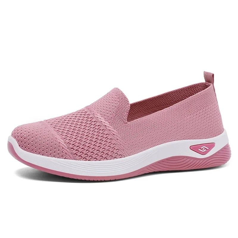 Breathable Knitted Wedge Heel Slip On Sneakers For Women 9