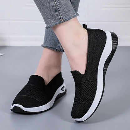 Breathable Knitted Wedge Heel Slip On Sneakers For Women 2
