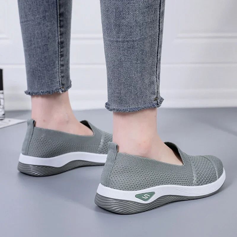Breathable Knitted Wedge Heel Slip On Sneakers For Women 4