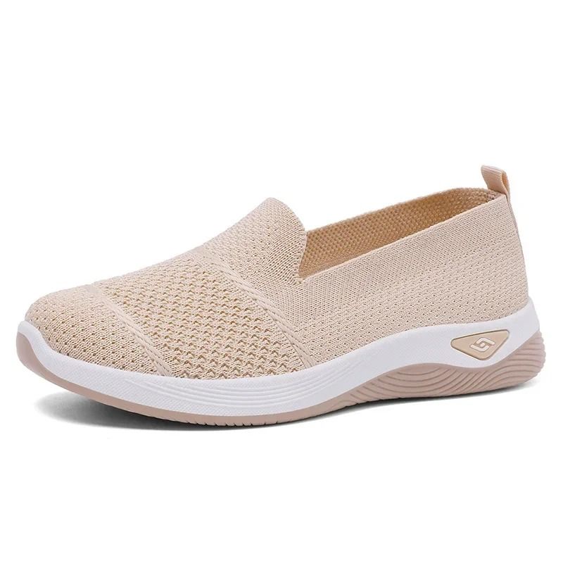 Breathable Knitted Wedge Heel Slip On Sneakers For Women 7