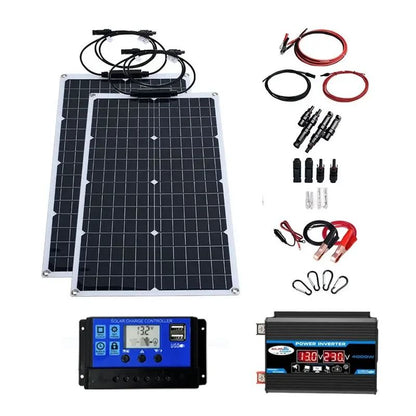 Flexible Solar Panel System With Battery Charger Controller And Inverter Kit 9