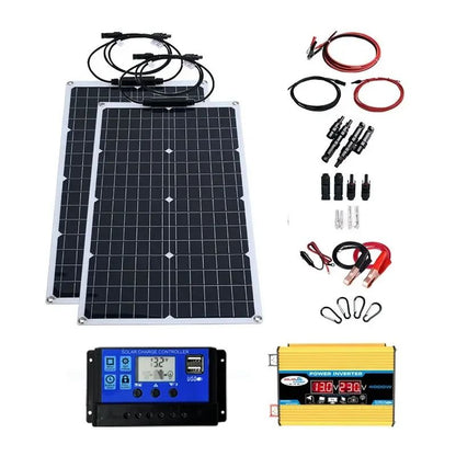 Flexible Solar Panel System With Battery Charger Controller And Inverter Kit 6