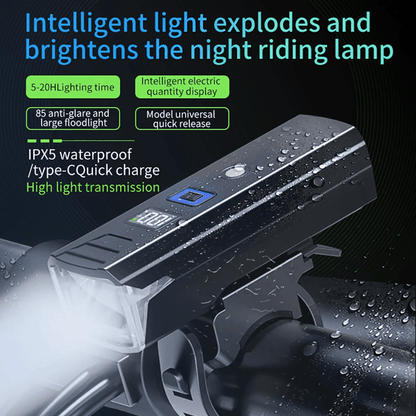 3000 Lumen Bicycle Headlight with USB Charging and Power Bank Function