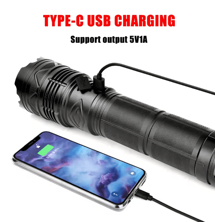 High Power Laser Flashlight With Super Bright LED Spotlight And Long Range Zoom 2