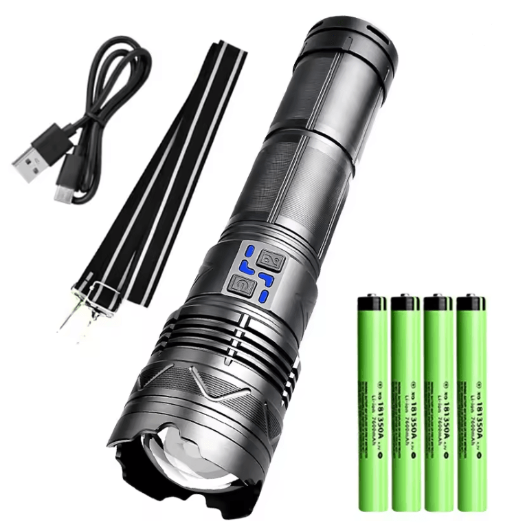 High Power Laser Flashlight With Super Bright LED Spotlight And Long Range Zoom 4