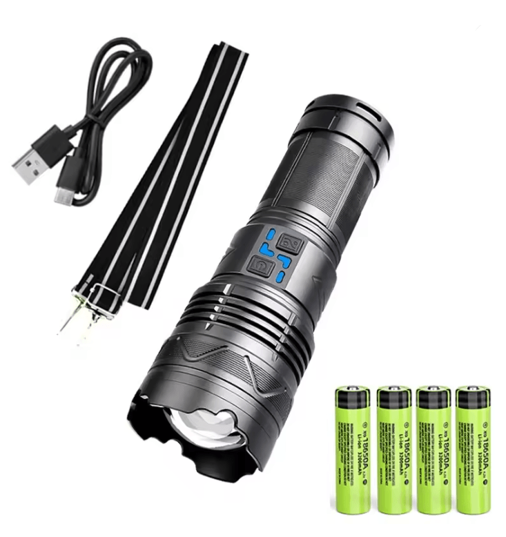 High Power Laser Flashlight With Super Bright LED Spotlight And Long Range Zoom 5