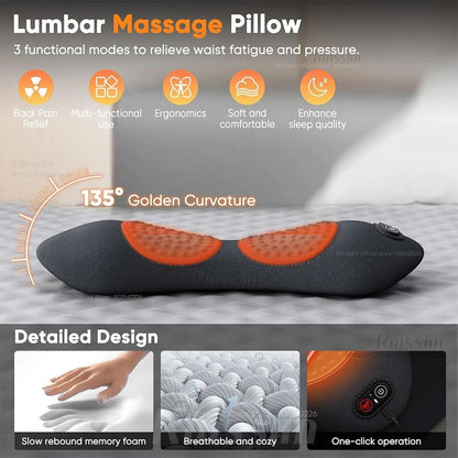 Electric Lumbar Support Pillow With Heat And Vibration Therapy 2