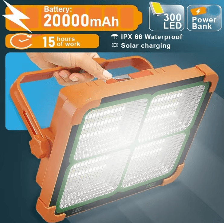Camping Solar Lantern with 20000 mAh Power Bank Rechargeable LED Tent Light with Magnet Flashlight