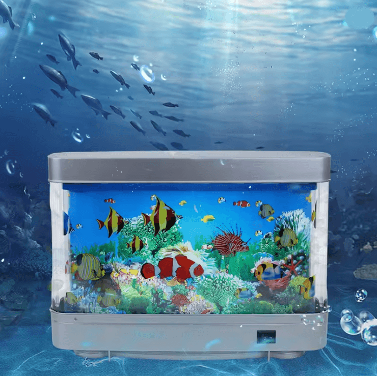 Tropical Fish Tank Lamp Virtual Ocean Night Light Aquarium Decor for Kids and Home