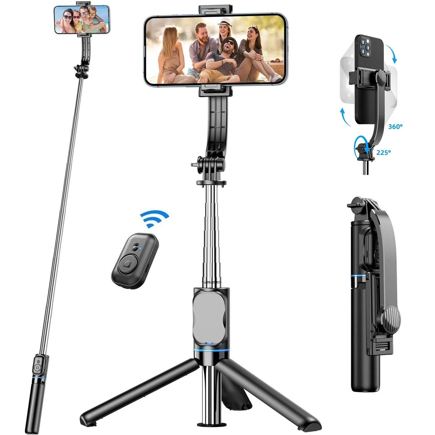 Selfie Stick Tripod with Bluetooth Remote for iPhone and Smartphones Extendable 42 Inch