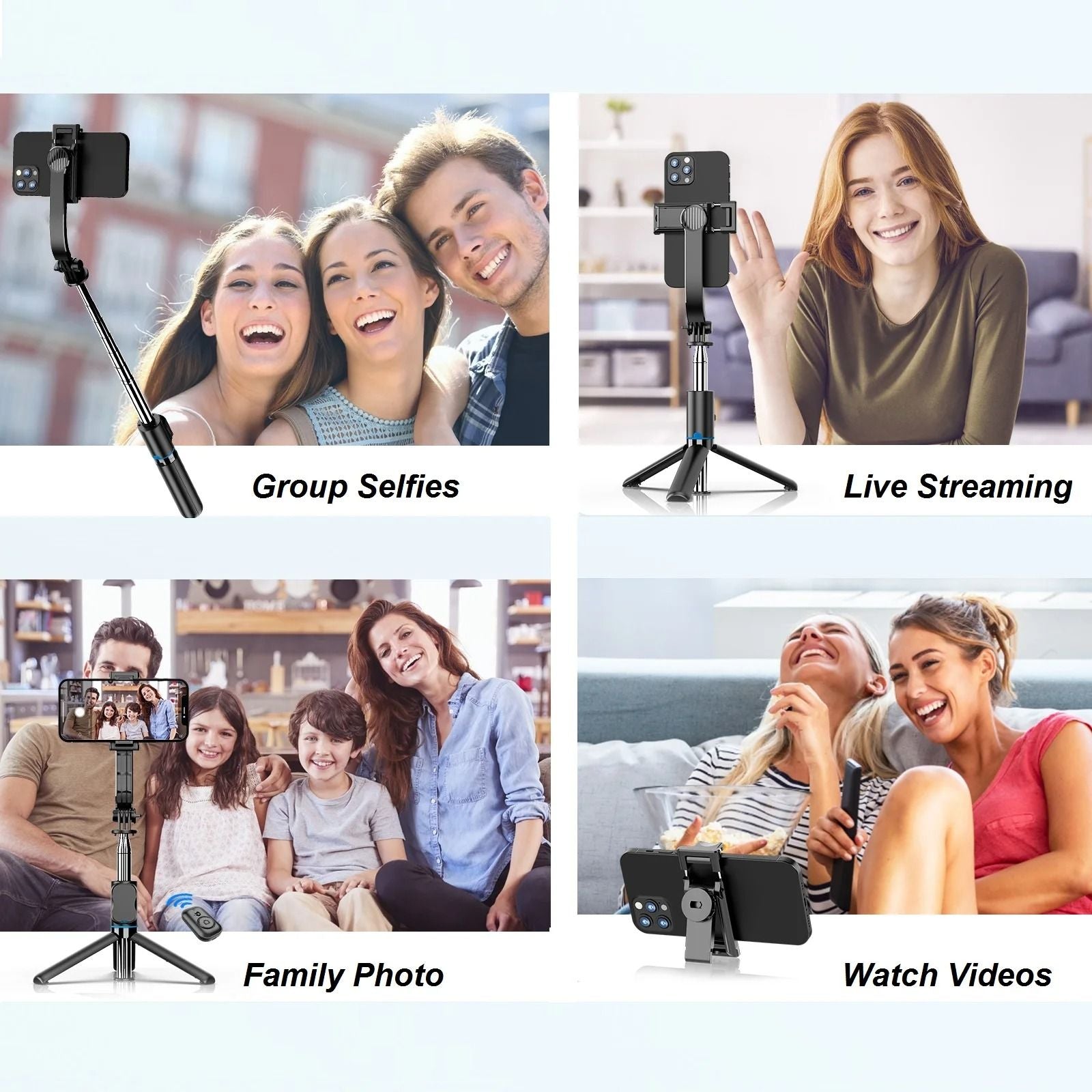 Selfie Stick Tripod With Bluetooth Remote For IPhone And Smartphones Extendable 42 Inch 4
