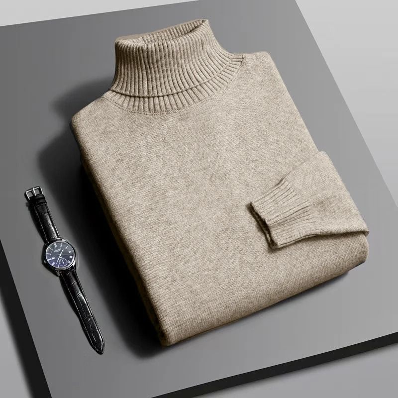 Mens Knitted Turtleneck Sweater Slim Fit Long Sleeve Pullover 9