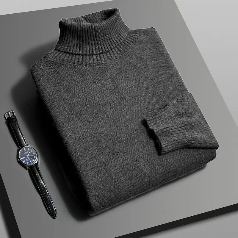 Mens Knitted Turtleneck Sweater Slim Fit Long Sleeve Pullover 12