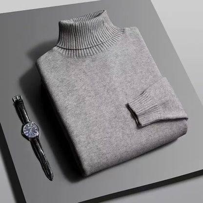 Mens Knitted Turtleneck Sweater Slim Fit Long Sleeve Pullover 13