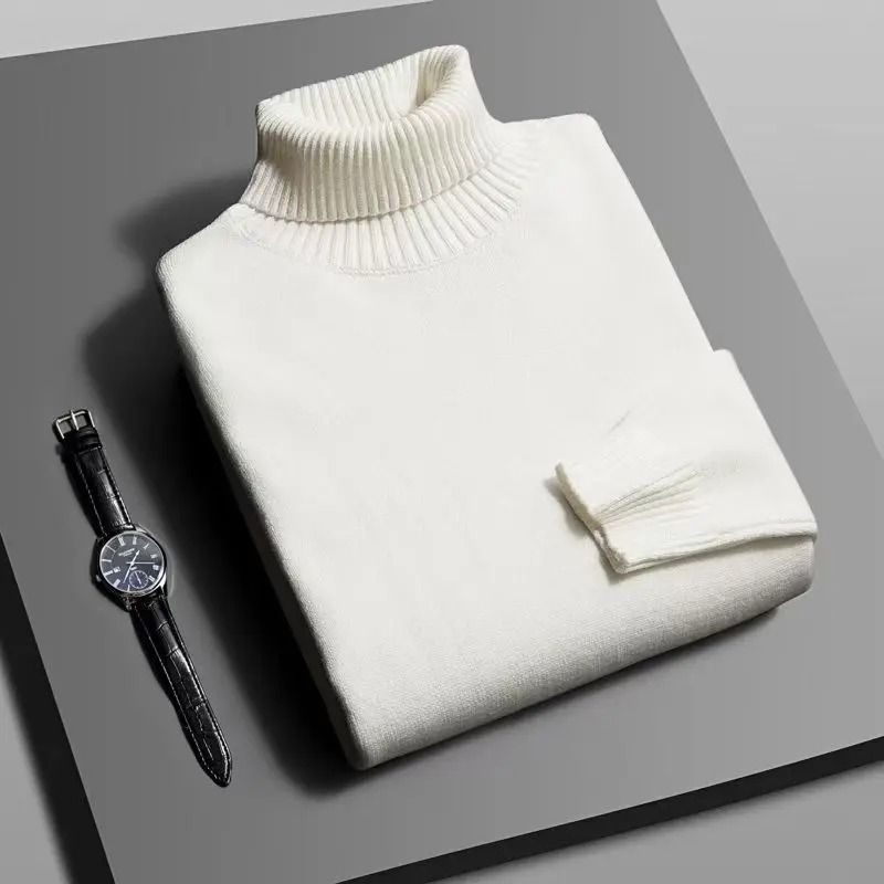 Mens Knitted Turtleneck Sweater Slim Fit Long Sleeve Pullover 1