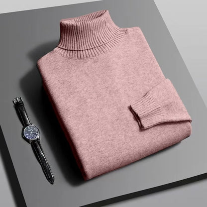 Mens Knitted Turtleneck Sweater Slim Fit Long Sleeve Pullover 3