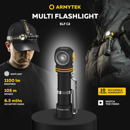 Armytek Elf C2 LED Headlamp & Multi-Flashlight – USB-C Rechargeable Outdoor Light