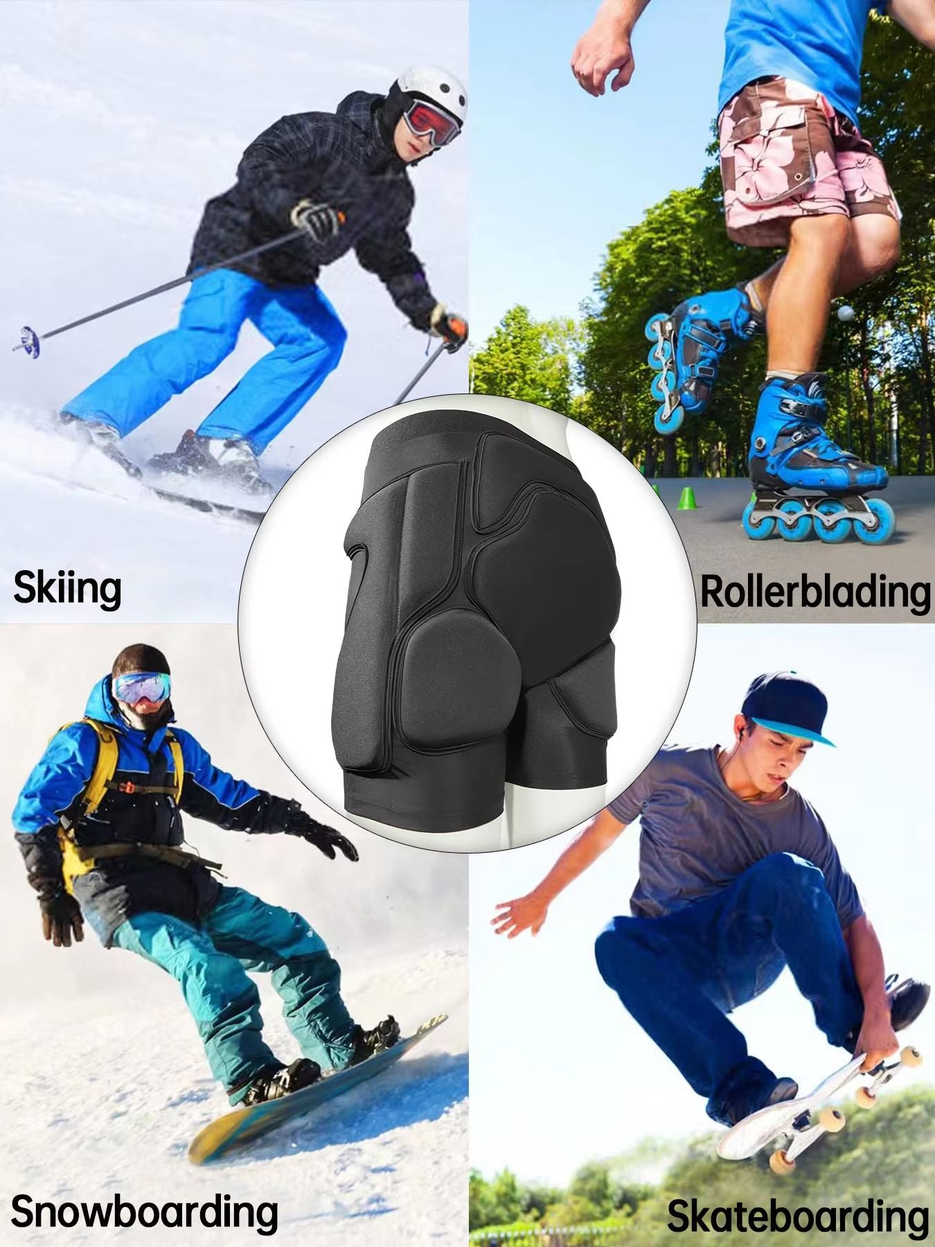 AVIVOR Protective Padded Shorts For Snowboarding Skiing  Skating  Hip Butt  Tailbone Impact Protect 3